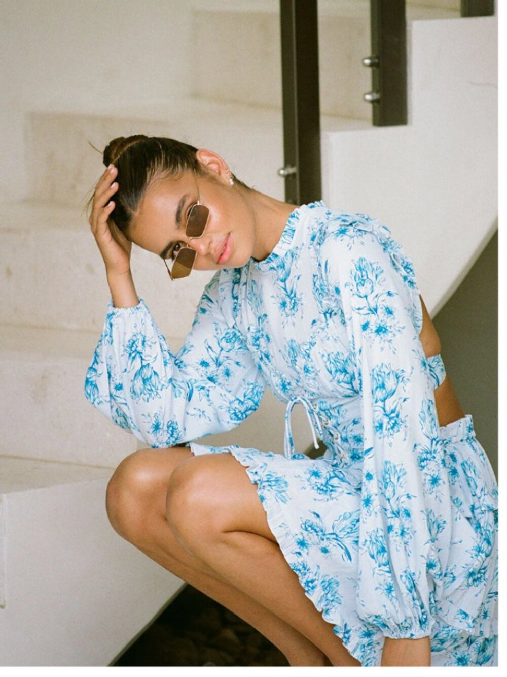 Sabo Cleo Floral Print Backless Corset Mini Dress  US4 Winter Tulip